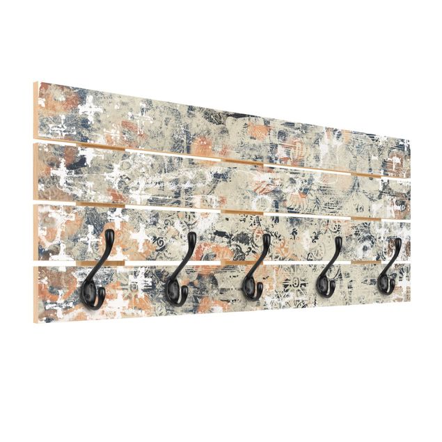 Wooden coat rack - Teracotta Collage