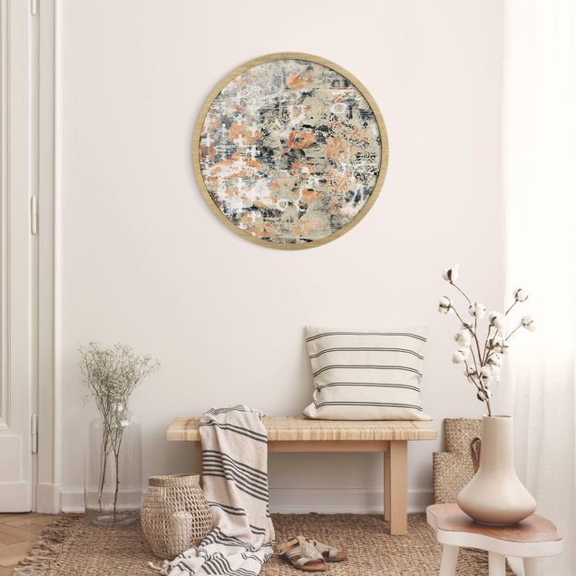 Circular framed print - Teracotta Collage