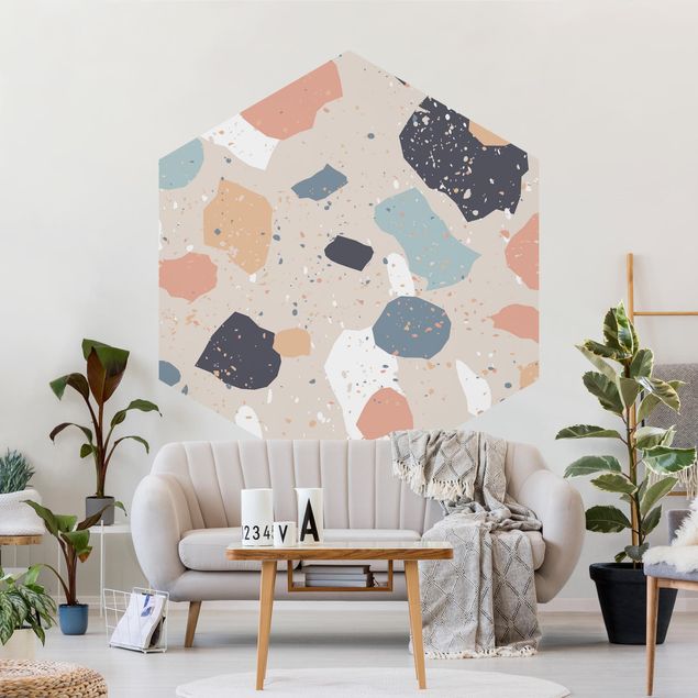 Self-adhesive hexagonal wall mural - Terrazzo Pattern