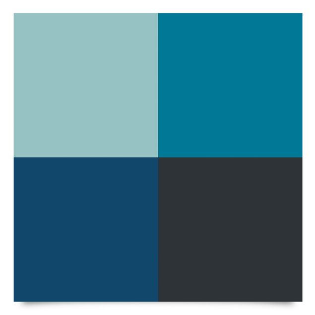 Adhesive film for furniture - Deep Sea 4 Squares Set - Pastel Turquoise Teal Prussian Blue Moon Gray