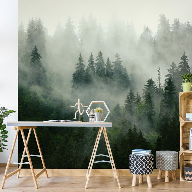 Wallpapers Deep Green Fir Forest In The Fog