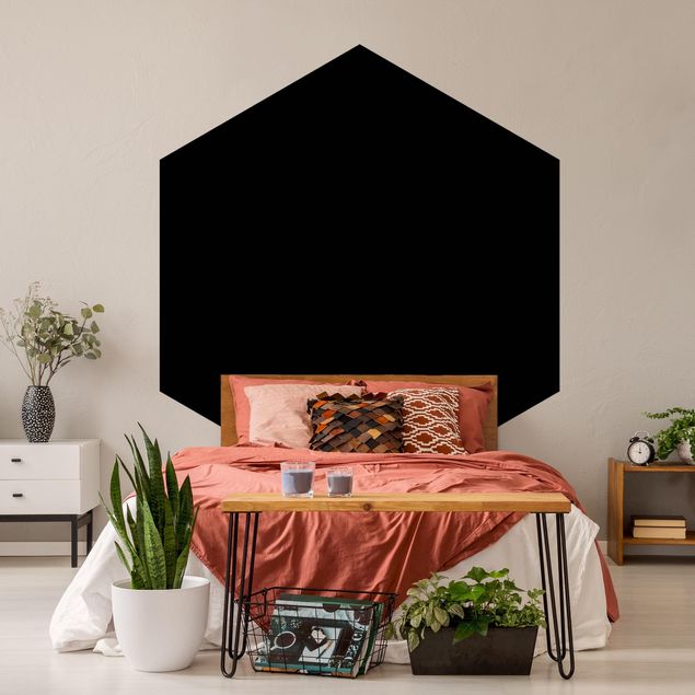 Self-adhesive hexagonal pattern wallpaper - Deep Black