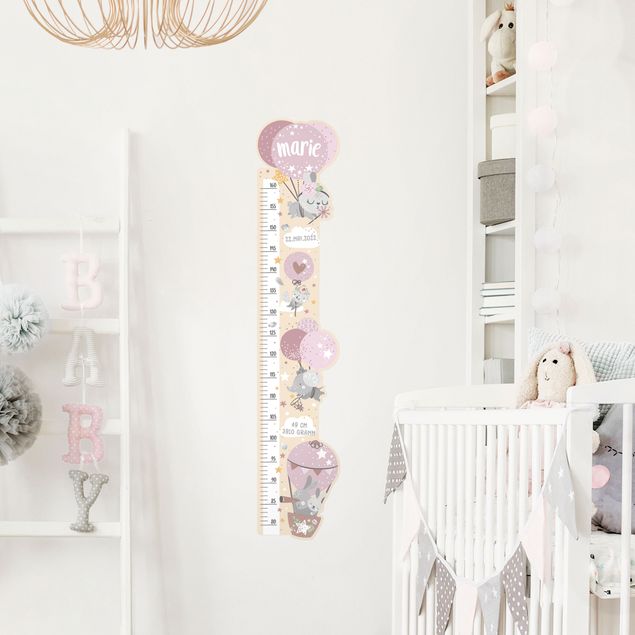 Animal wall decals Animals In Balloons With Customised Name Pink