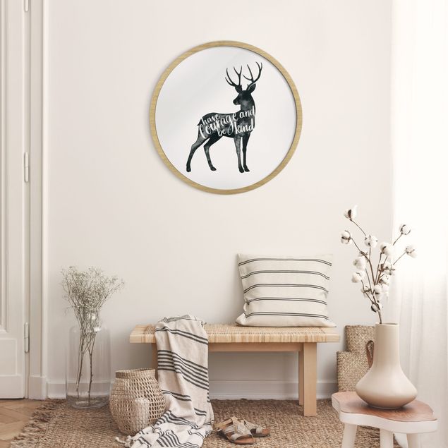 Circular framed print - Animals With Wisdom - Deer