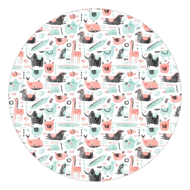 Self-adhesive round wallpaper - Animal Party