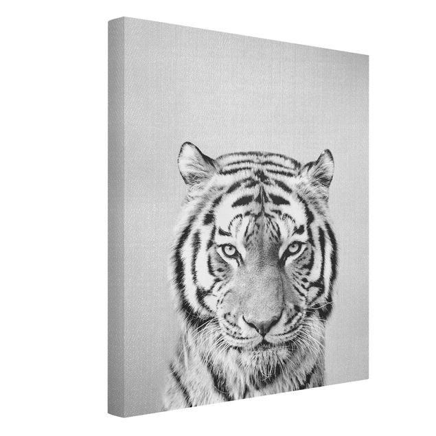 Canvas print - Tiger Tiago Black And White - Portrait format 3:4