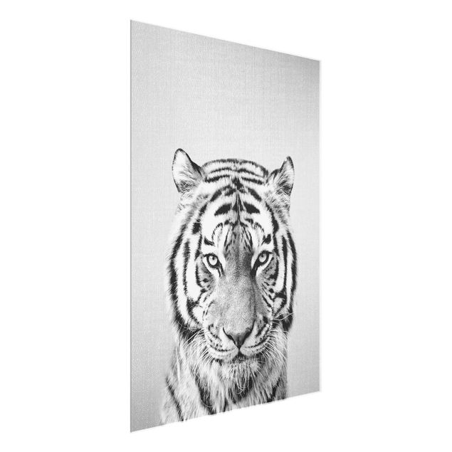 Glass print - Tiger Tiago Black And White