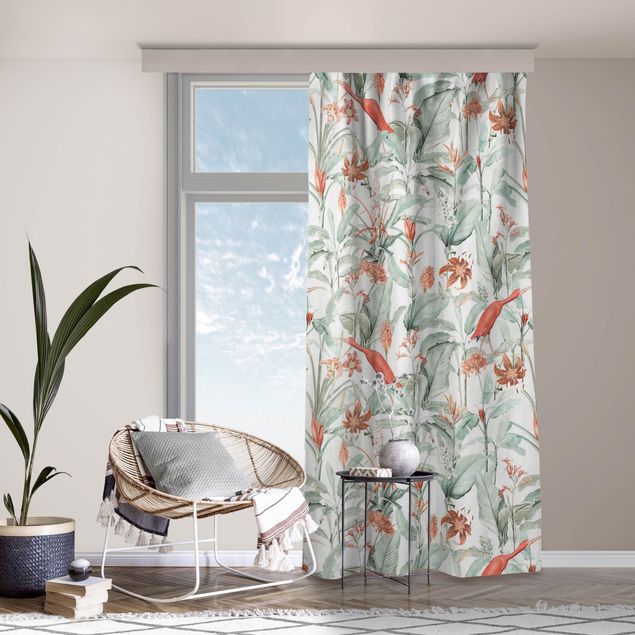 Modern Curtains Tiger Iris And Cranes In Botany