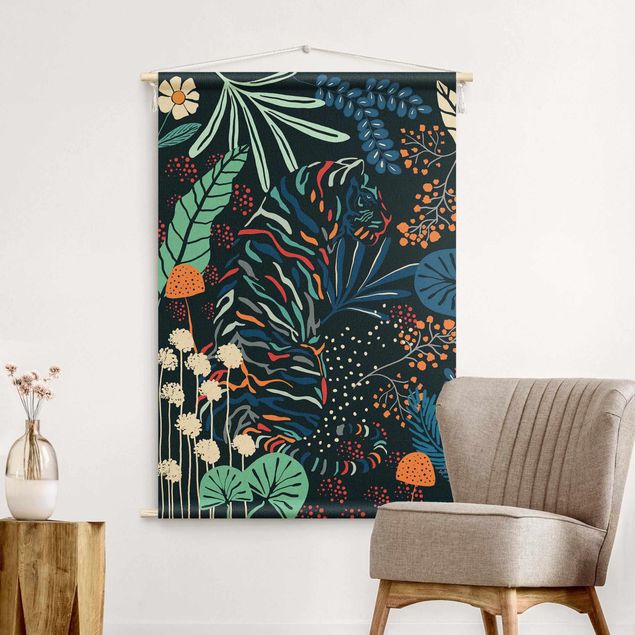 floral tapestry Tiger Dream