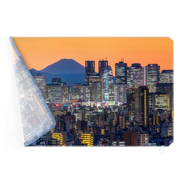 Print with acoustic tension frame system - Tokyo With Mt. Fuji At Dusk