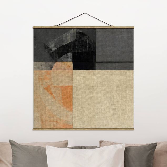 Fabric print with poster hangers - Transparent Geometry - Square 1:1