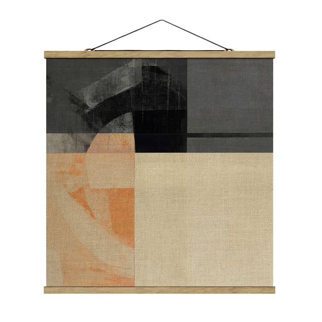 Fabric print with poster hangers - Transparent Geometry - Square 1:1