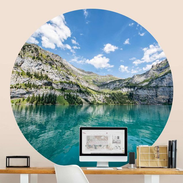 Self-adhesive round wallpaper - Divine Mountain Lake