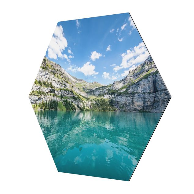 Alu-Dibond hexagon - Divine Mountain Lake