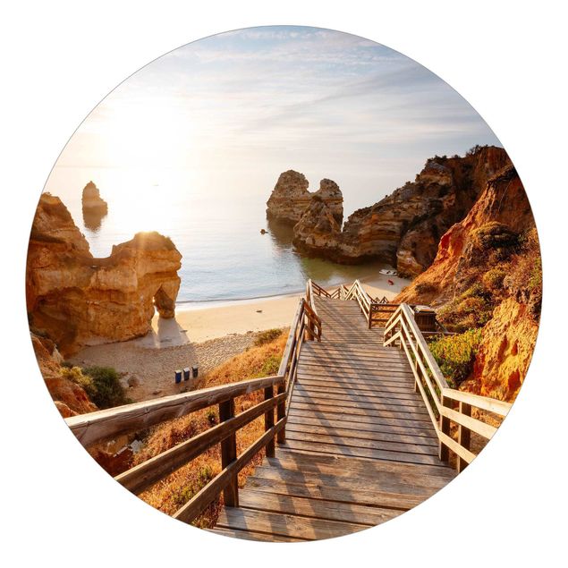 Self-adhesive round wallpaper - Paradise Beach In Portugal