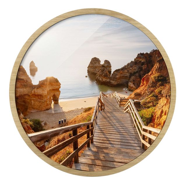 Circular framed print - Paradise Beach In Portugal