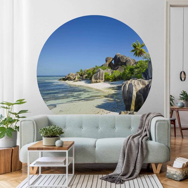 Self-adhesive round wallpaper beach - Dream Beach Seychelles