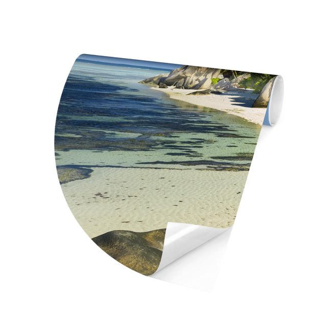 Self-adhesive round wallpaper beach - Dream Beach Seychelles