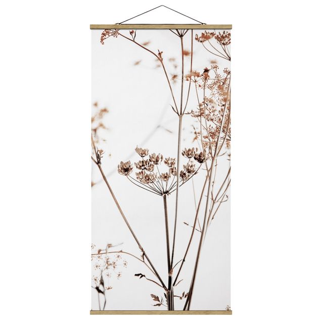 Fabric print with poster hangers - Dried Flower With Light And Shadows - Portrait format 1:2