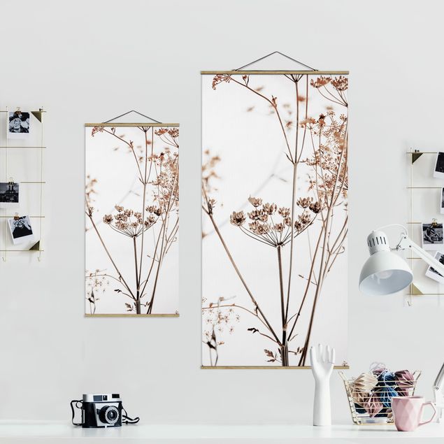 Fabric print with poster hangers - Dried Flower With Light And Shadows - Portrait format 1:2