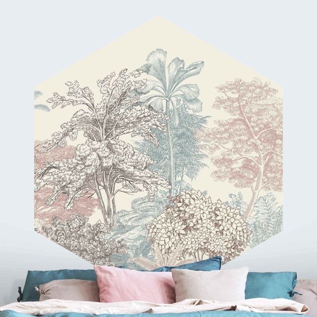 Wallpapers Tropical Forest With Palm Trees In Pastel