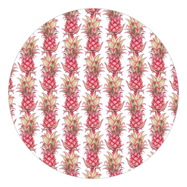 Self-adhesive round wallpaper kitchen - Tropical Pineapple Stripes