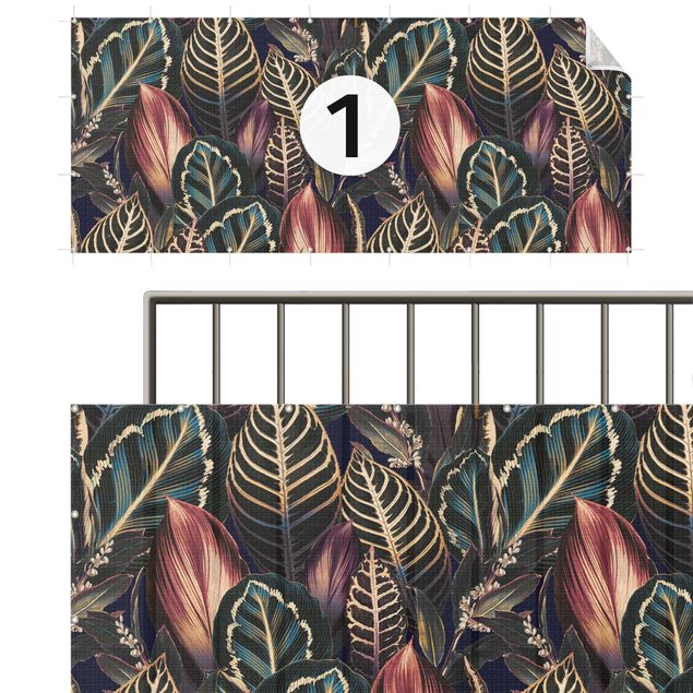 Privacy screen mat Tropical Leaves at Night