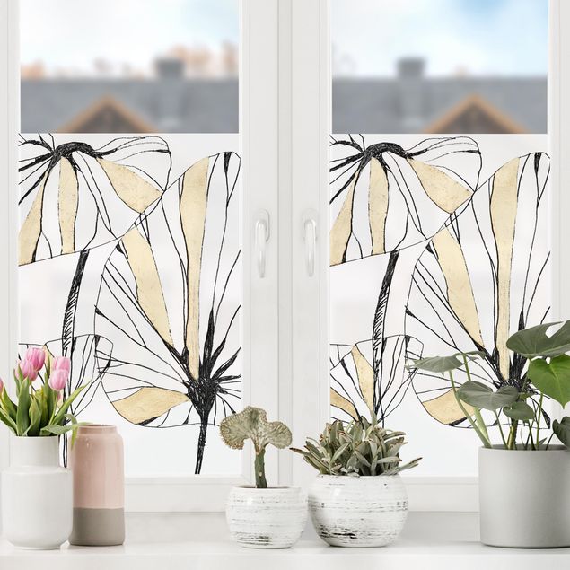 Window decoration - Topical Leaves With Gold I