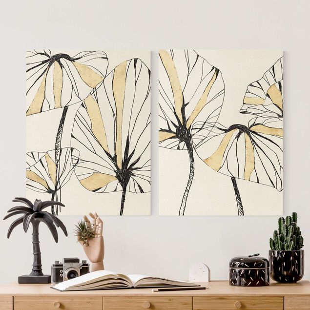 Print on canvas - Tropical Leaves With Gold