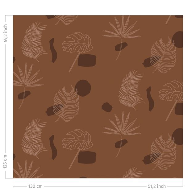 patterned drapes Tropical Leaf Pattern - Fawn Brown