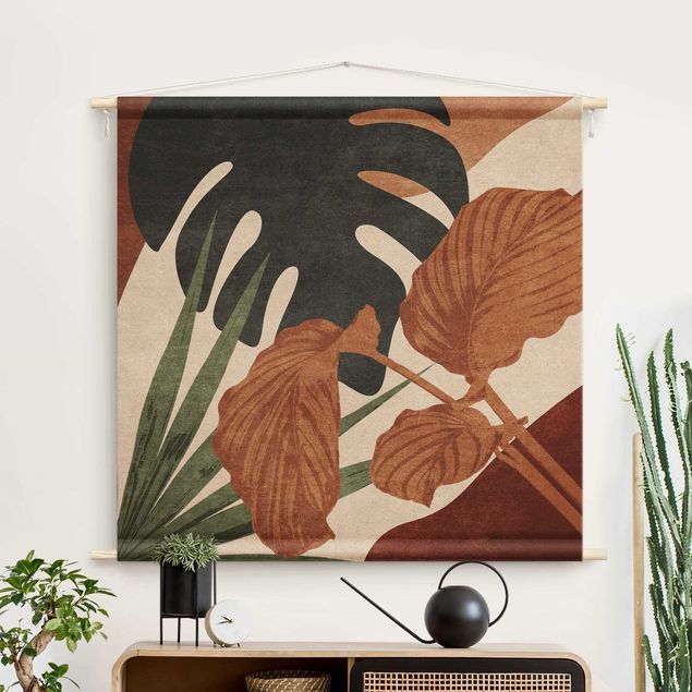 modern tapestry Tropical Boho Leaves