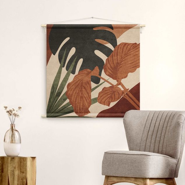 extra large tapestry Tropical Boho Leaves