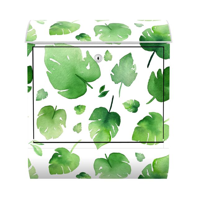 Letterbox - Tropical Green Watercolour Leaves