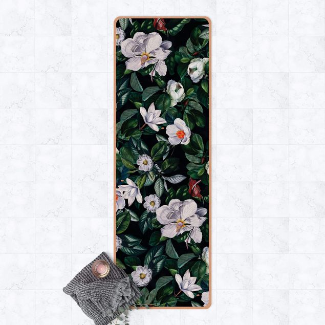 Modern rugs Tropical Night With White Flowers