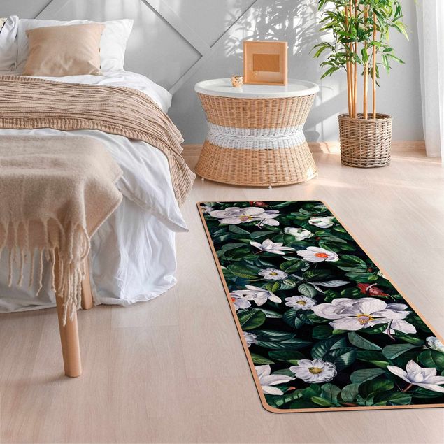 Jungle rugs Tropical Night With White Flowers