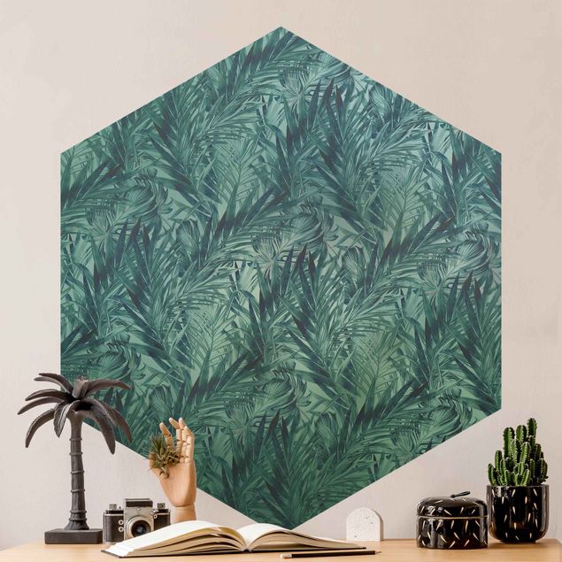 Wallpapers Tropical Palm Leaves With Gradient Turquoise