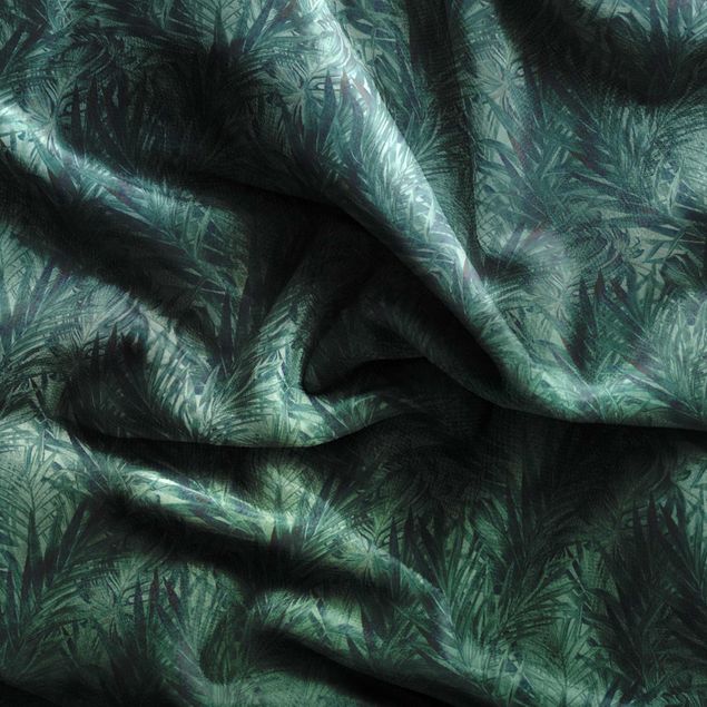 Darkening curtains Tropical Palm Leaves With Gradient Turquoise