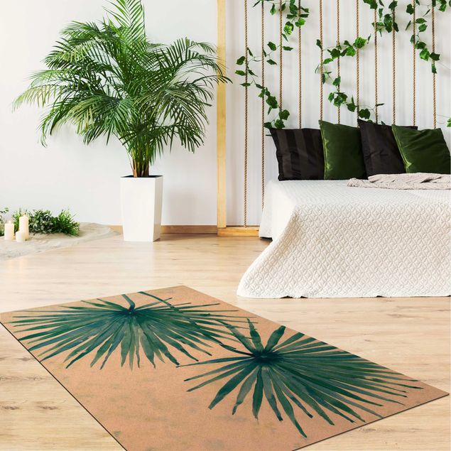 blue area rugs Tropical Palm Leaves Close-up