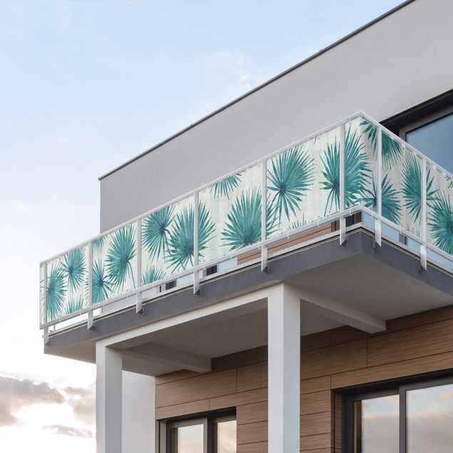 Balcony privacy screen stormproof Tropical Palm Leaves Close-up