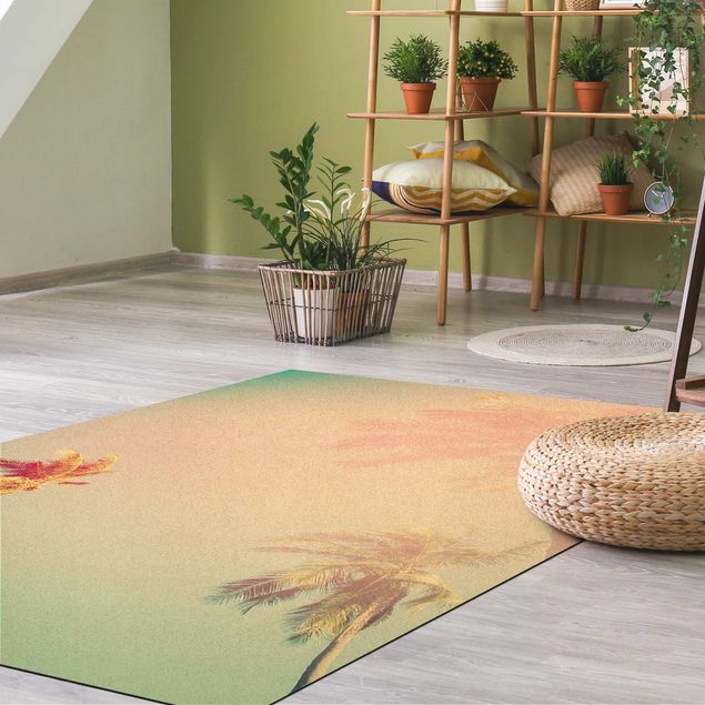 jungle theme rug Tropical Plants Palm Trees At Sunset lll