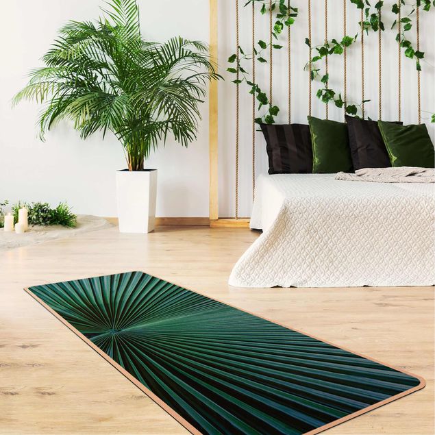 jungle theme rug Tropical Plants Palm Leaf In Turquoise ll