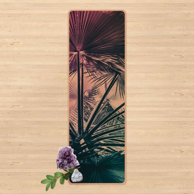 Yoga mat - Tropical Plants Palm Leaf In Turquoise lll