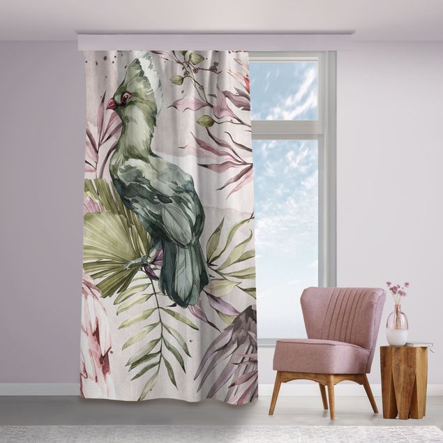 Darkening curtains Tropical Birds - Colourful Cockatoo And Hummingbird