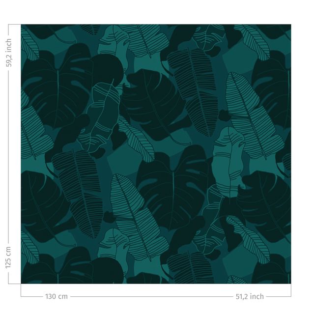 patterned drapes Tropical Leaf Mix - Dark Jade Green