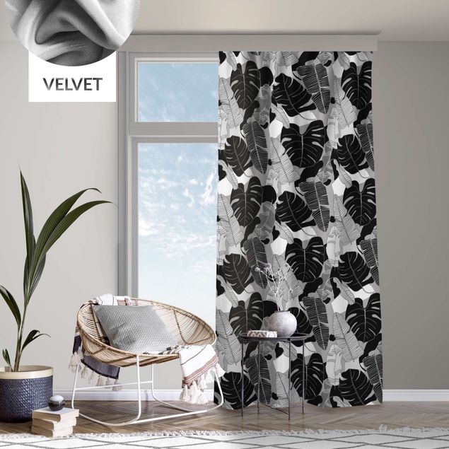 Modern Curtains Tropical Leaf Mix - Grey