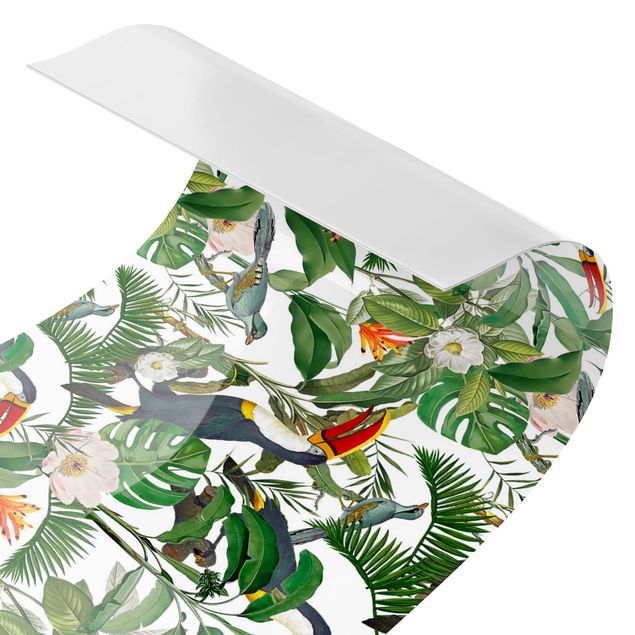 Kitchen wall cladding - Tropical Toucan With Monstera And Palm Leaves II