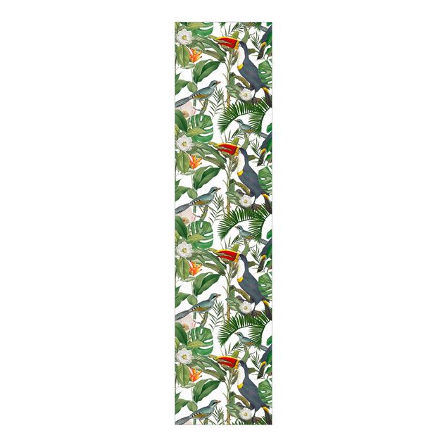 Sliding curtain set - Watercolour Monstera Leaves In Green - Panel