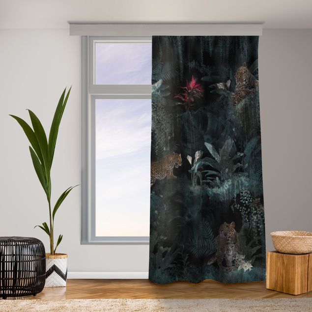Room darkening curtains Tropical Forest With Leopards