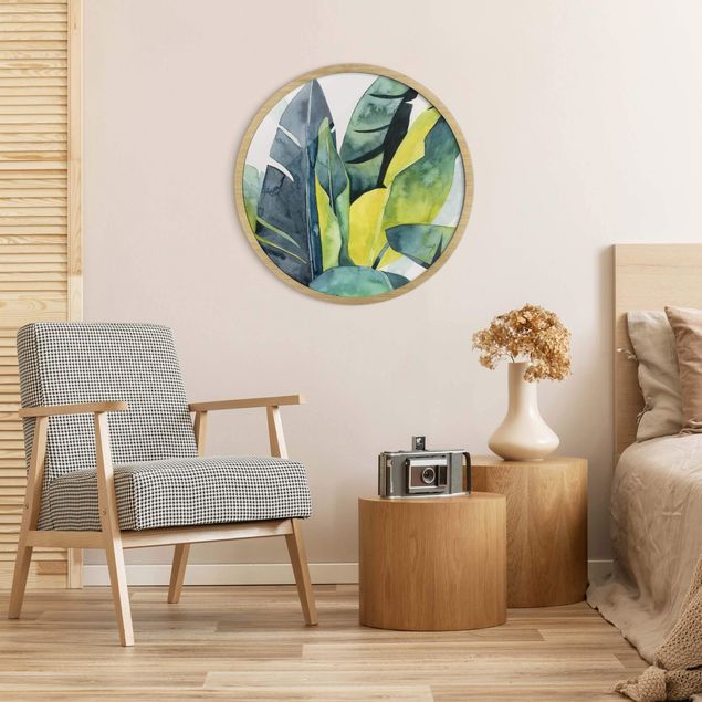 Circular framed print - Tropical Foliage - Banana