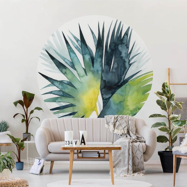 Self-adhesive round wallpaper kitchen - Tropical Foliage - Fan Palm